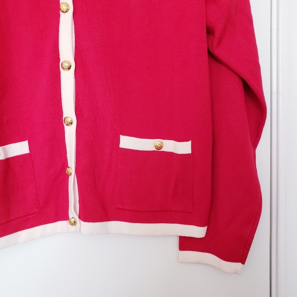 Talbots Classic Red Fine Knit Cardigan Sweater - Picture 7 of 14